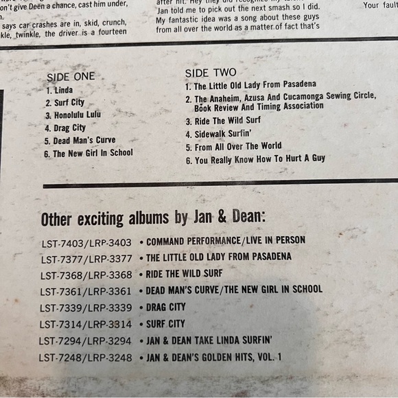 Jan & Dean LP "Golden Hits-Vol. 2" Liberty (LRP-3417) Excellent - Picture 3 of 3